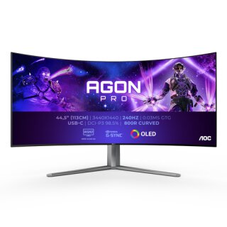 AOC AGON PRO AG456UCZD, 45 Zoll Curved Gaming Monitor, 240Hz, OLED, G-SYNC/AMD-FreeSync-Premium